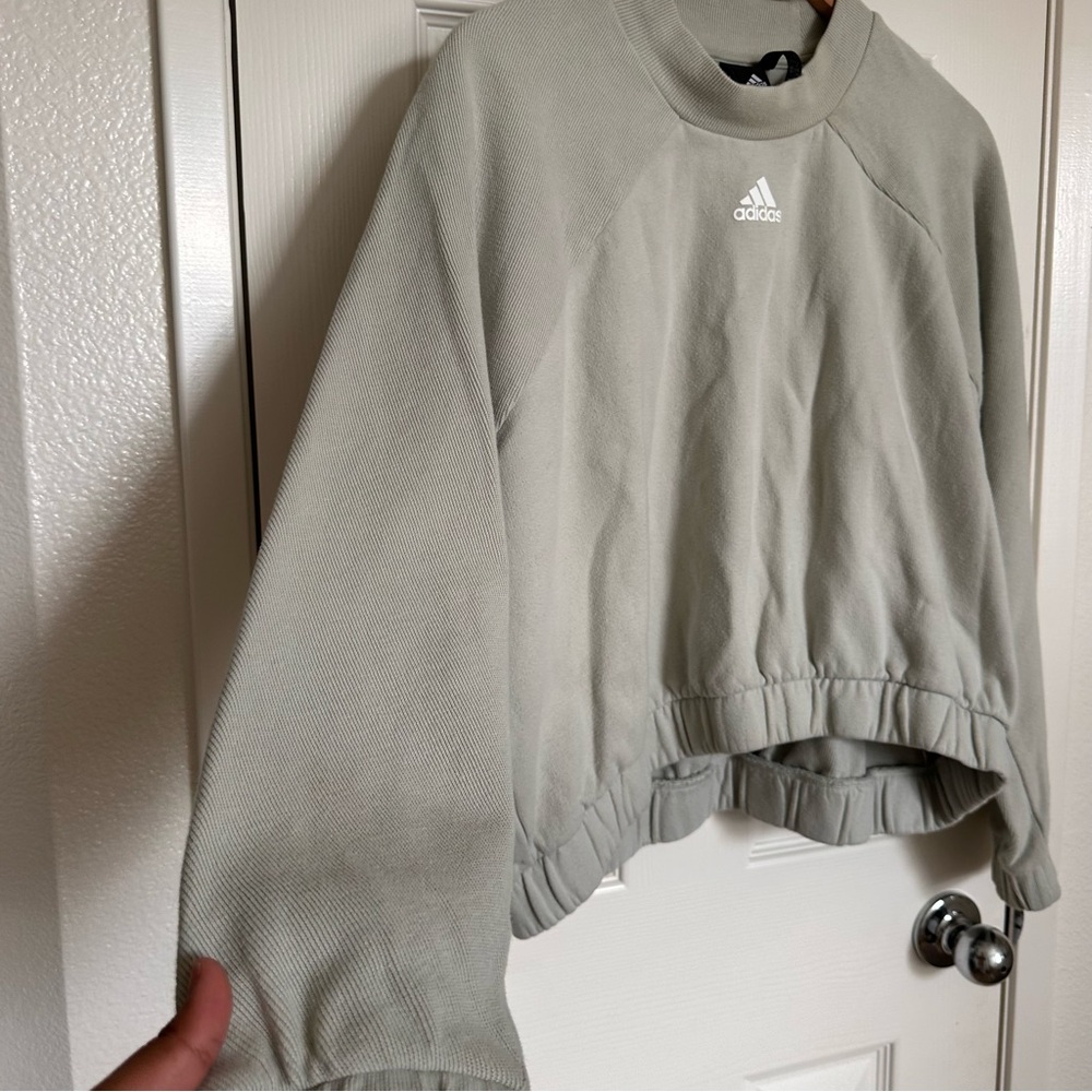 Adidas Sage Cream Ribbed Sweatshirt - Picture 4 of 7